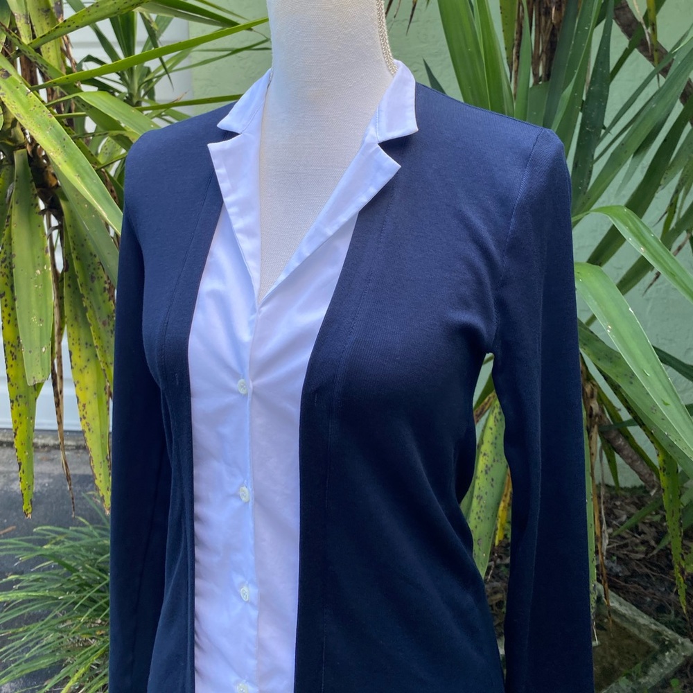 Button Down Navy Knit Long Sleeve